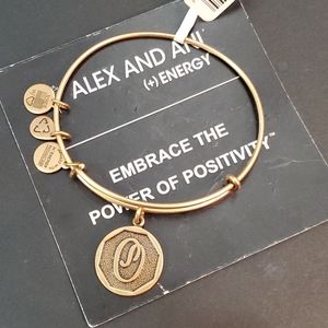 Alex and Ani Initial Letter O Goldtone bracelet
